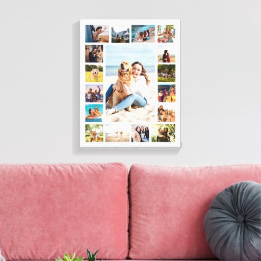 Eenvoudige moderne 17 foto collage canvas afdruk (Insitu (Woonkamer))