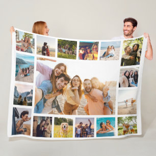 Eenvoudige moderne 17 foto collage fleece deken