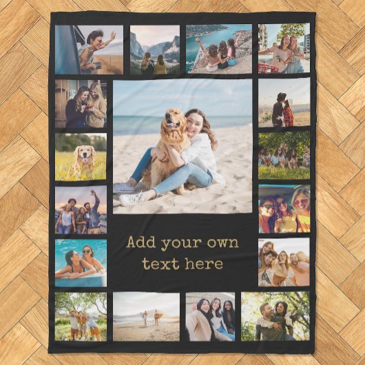 Eenvoudige moderne 17 foto collage fleece deken