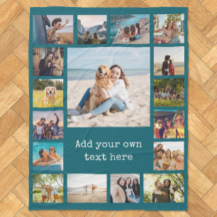 Eenvoudige moderne 17 foto collage fleece deken