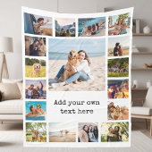 Eenvoudige moderne 17 foto collage fleece deken