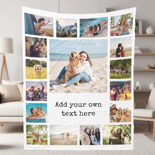 Eenvoudige moderne 17 foto collage fleece deken