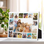 Eenvoudige moderne 17 foto collage fotoplaat<br><div class="desc">Creëer uw eigen gepersonaliseerde foto collage plaque. Voeg 17 van uw favoriete afbeeldingen en aangepaste kleur achtergrond toe in dit moderne sjabloon ontwerp.</div>