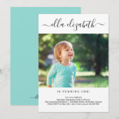 Eenvoudige Moderne 1e Verjaardagsfeestuitnodiging Bedankkaart (Voorkant / Achterkant)