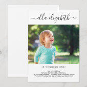 Eenvoudige Moderne 1e Verjaardagsfeestuitnodiging Bedankkaart (Voorkant / Achterkant)