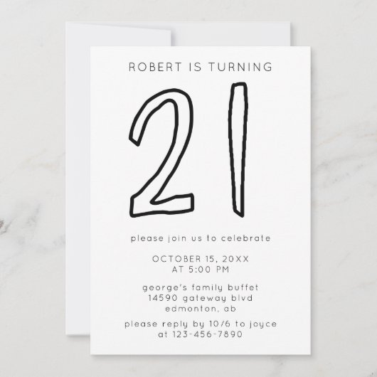 Eenvoudige, moderne 21ste verjaardag Stripes Kaart (Voorkant)