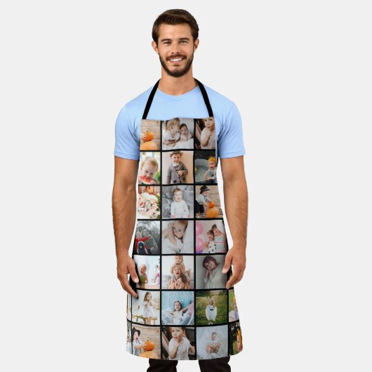 Eenvoudige moderne 29-foto collage groot schort (Gedragen)