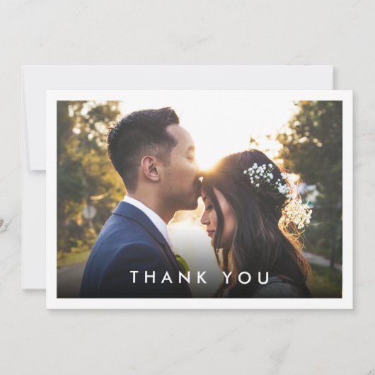 Eenvoudige moderne 2-foto aangepaste bericht bruil bedankkaart (Voorkant)