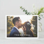 Eenvoudige moderne 2-foto aangepaste bericht bruil bedankkaart (Staand voorkant)