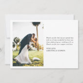 Eenvoudige moderne 2-foto aangepaste bericht bruil bedankkaart (Achterkant)