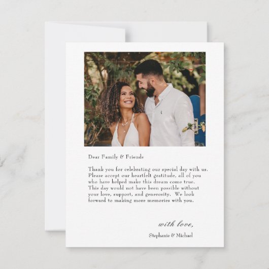 Eenvoudige Moderne 2 foto bruiloft dank u kaart (Achterkant)