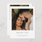Eenvoudige Moderne 2 foto bruiloft dank u kaart (Voorkant / Achterkant)