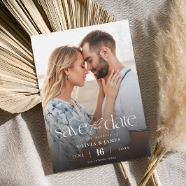 Eenvoudige moderne 2 foto bruiloft Save the Date