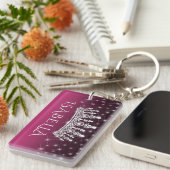 Eenvoudige moderne 2 foto witte tekst overlay Keep Sleutelhanger (Voorkant Rechts)