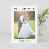 Eenvoudige moderne 2 foto's typografie bruiloft bedankkaart (Staand voorkant)