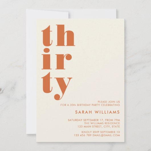 Eenvoudige moderne 30e verjaardag kaart (Voorkant)