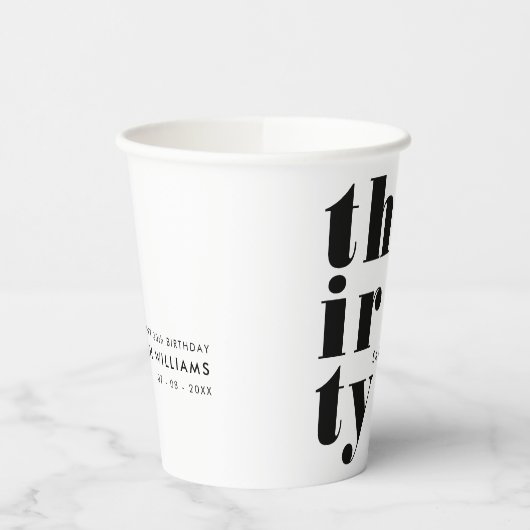 Eenvoudige moderne 30e verjaardag papieren bekers (Links)