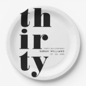 Eenvoudige moderne 30e verjaardag papieren bordje (Voorkant)
