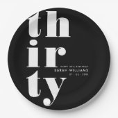 Eenvoudige moderne 30e verjaardag papieren bordje (Voorkant)