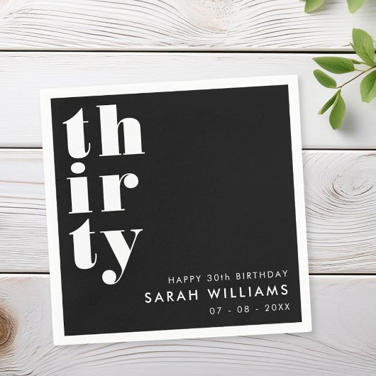 Eenvoudige moderne 30e verjaardag servet