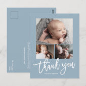 Eenvoudige moderne 3-foto-collage Babyfoto dankjew Briefkaart (Voorkant / Achterkant)
