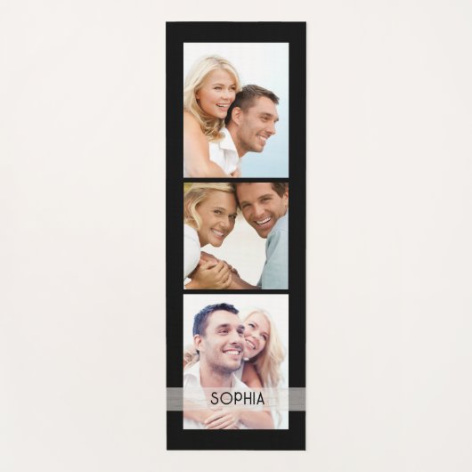 Eenvoudige moderne 3 foto-inkuilnaam op maat yogamat (Voorkant)