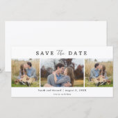 Eenvoudige moderne 3 foto's trouwkaart Save the Da Save The Date (Voorkant / Achterkant)
