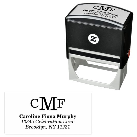 Eenvoudige, moderne 3-monogram aangepaste kleur zelfinktende stempel (In situ)