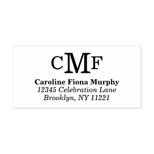 Eenvoudige, moderne 3-monogram aangepaste kleur  zelfinktende stempel (Design)