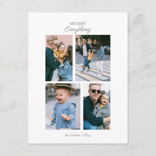 Eenvoudige Moderne 4 foto's Collage Custom Feestdagenkaart (Voorkant)