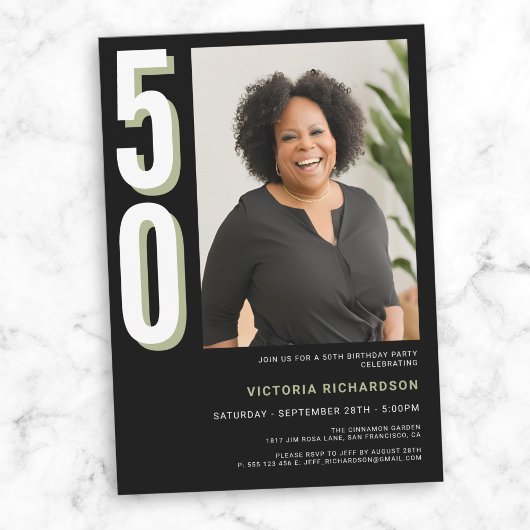 Eenvoudige moderne 50e verjaardag kaart