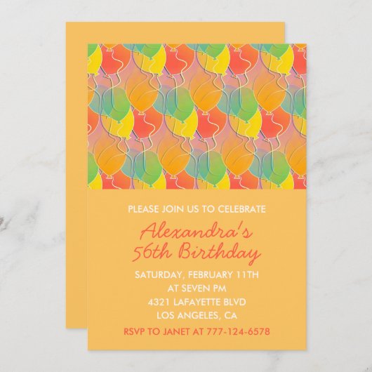 Eenvoudige moderne 56e verjaardag uitnodigingen Ba (Voorkant / Achterkant)