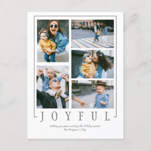 Eenvoudige Moderne 5 foto's Collage Aangepast Feestdagenkaart