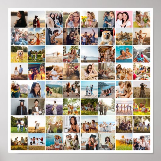 Eenvoudige moderne 64-fotocollage poster (Voorkant)