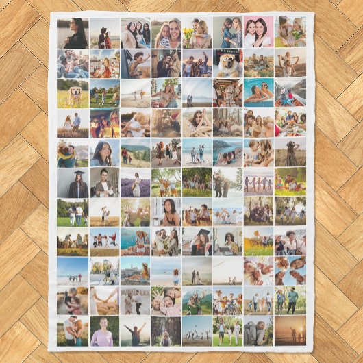 Eenvoudige moderne 88 foto collage fleece deken
