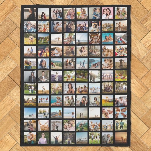 Eenvoudige moderne 88 foto collage fleece deken