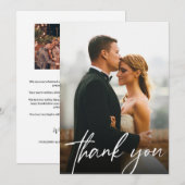 Eenvoudige moderne aangepaste 2 trouwfoto's bedankkaart (Voorkant / Achterkant)