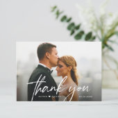 Eenvoudige moderne aangepaste 2 trouwfoto's bedankkaart (Staand voorkant)