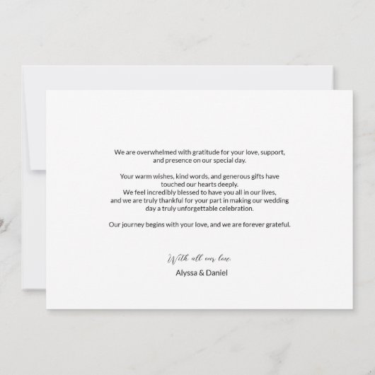 Eenvoudige moderne aangepaste 3 bruiloft foto's bedankkaart (Achterkant)