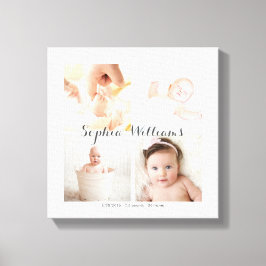 Eenvoudige, moderne aangepaste 4 foto Baby kinderk Canvas Afdruk