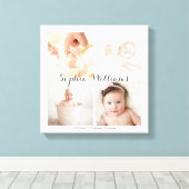 Eenvoudige, moderne aangepaste 4 foto Baby kinderk Canvas Afdruk (Insitu (Houten vloer))