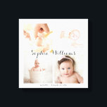 Eenvoudige, moderne aangepaste 4 foto Baby kinderk Canvas Afdruk<br><div class="desc">Deze strakke, eenvoudige, moderne baby fotocollage beschikt over 4 van uw favoriete baby foto's (ideaal voor vierkante Instagram foto's!) Upload gewoon uw foto's en voeg uw aangepaste tekst toe - naam, geboortestatistieken, enz. Maakt een heerlijke douche of "welkom" baby keepsake cadeau. Wijzig de achtergrondkleur zodat deze overeenkomt met uw kamerinrichting....</div>