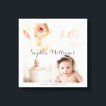 Eenvoudige, moderne aangepaste 4 foto Baby kinderk Canvas Afdruk<br><div class="desc">Deze strakke, eenvoudige, moderne baby fotocollage beschikt over 4 van uw favoriete baby foto's (ideaal voor vierkante Instagram foto's!) Upload gewoon uw foto's en voeg uw aangepaste tekst toe - naam, geboortestatistieken, enz. Maakt een heerlijke douche of "welkom" baby keepsake cadeau. Wijzig de achtergrondkleur zodat deze overeenkomt met uw kamerinrichting....</div>