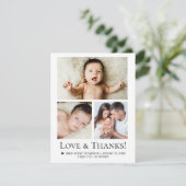 Eenvoudige Moderne Aangepaste Baby Fotocollage Bedankkaart (Staand voorkant)