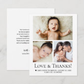 Eenvoudige Moderne Aangepaste Baby Fotocollage Bedankkaart (Voorkant / Achterkant)