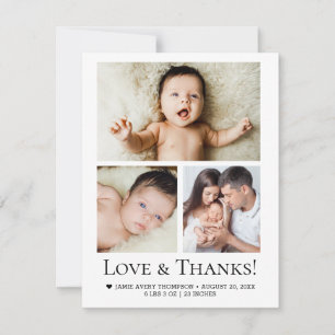 Eenvoudige Moderne Aangepaste Baby Fotocollage Bedankkaart