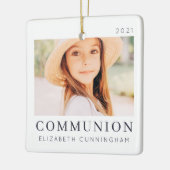 Eenvoudige, moderne aangepaste eerste communityfot keramisch ornament (Links)