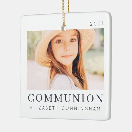 Eenvoudige, moderne aangepaste eerste communityfot keramisch ornament (Links)