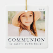 Eenvoudige, moderne aangepaste eerste communityfot keramisch ornament (Achterkant)