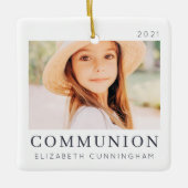 Eenvoudige, moderne aangepaste eerste communityfot keramisch ornament (Voorkant)